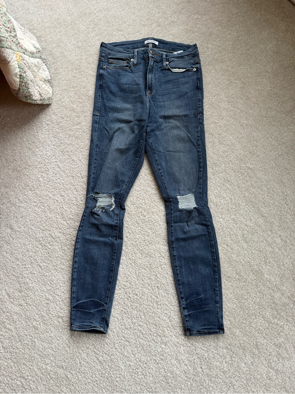 Good American Blue Distressed Skinny Jeans